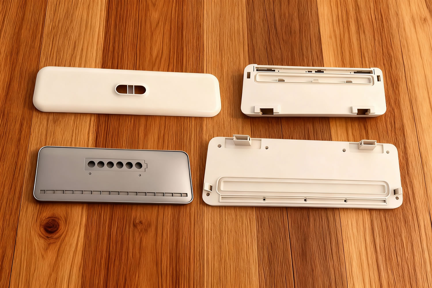 GP Mold: Injection molds for vacuum packaging machine parts, including top and bottom covers, buttons, and separator plates.  A precision mold manufacturer in China